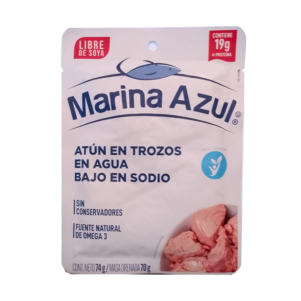 Atún en trozos en agua bajo en sodio Marina Azul (74 g / 2.61 oz)