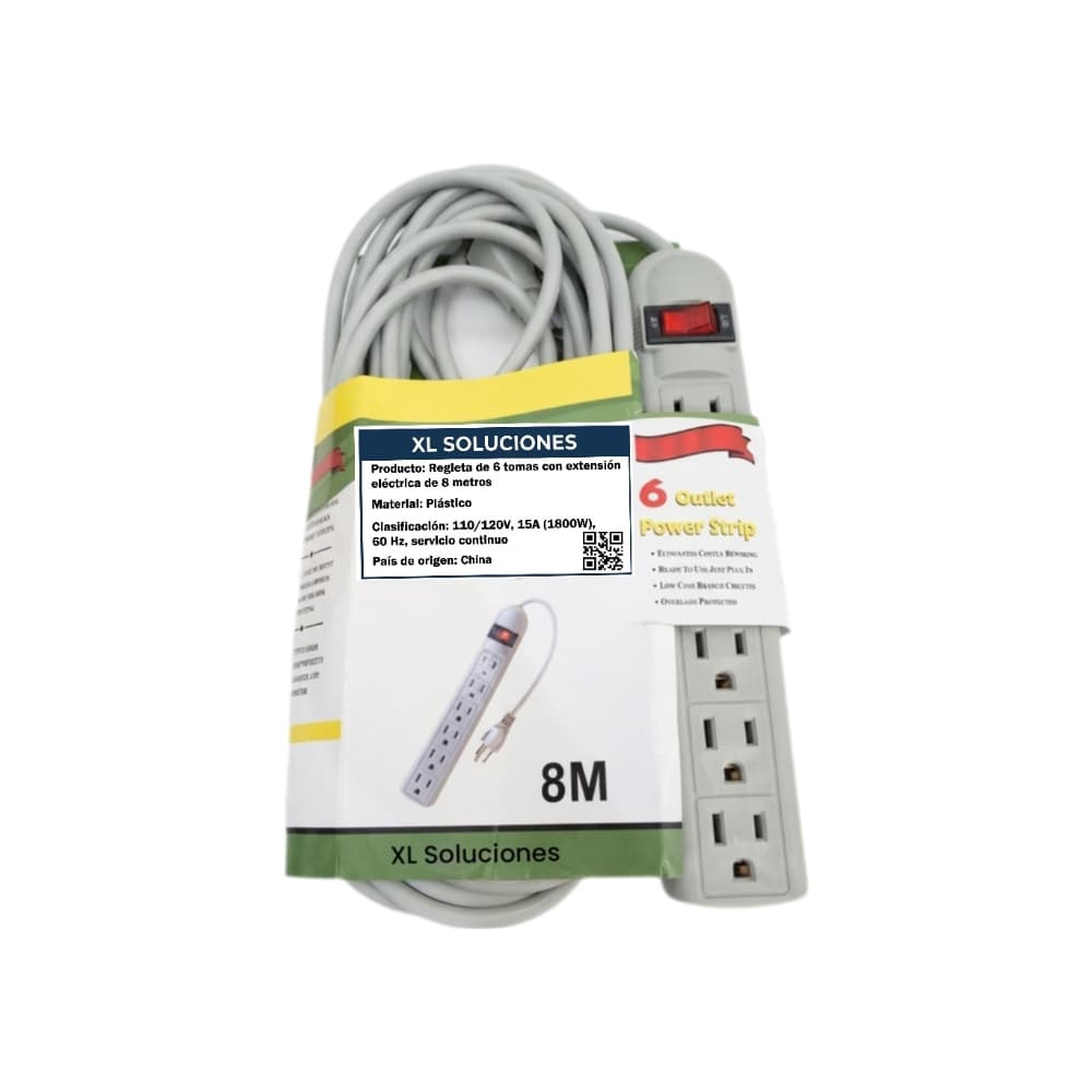 Regleta de 6 tomas con extensión eléctrica de 8 metros XL Soluciones - 4