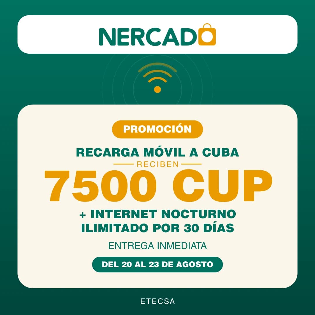 Reciben 7500 CUP + Internet nocturno Ilimitado por 30 días