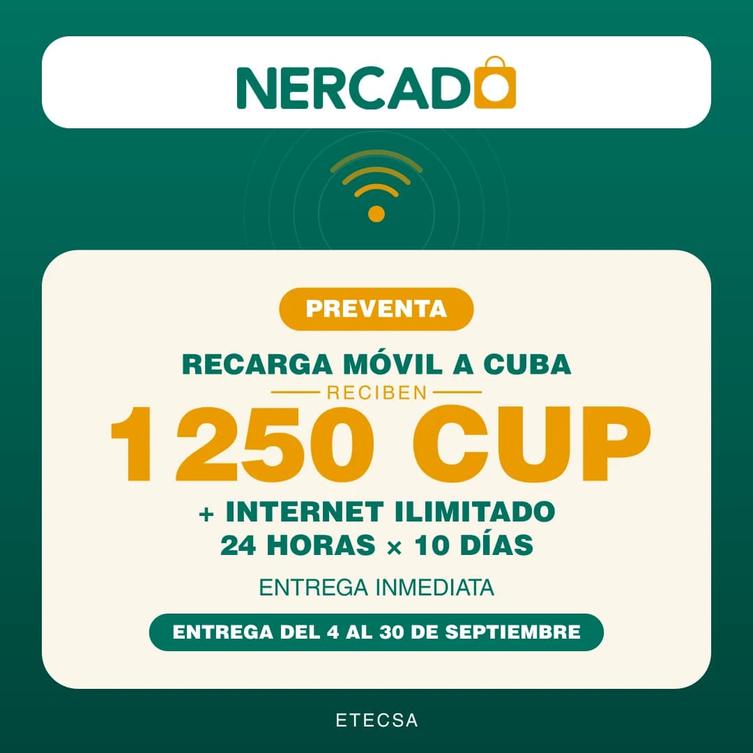 Reciben 1250 CUP + Internet ILIMITADO 24 horas x 10 días