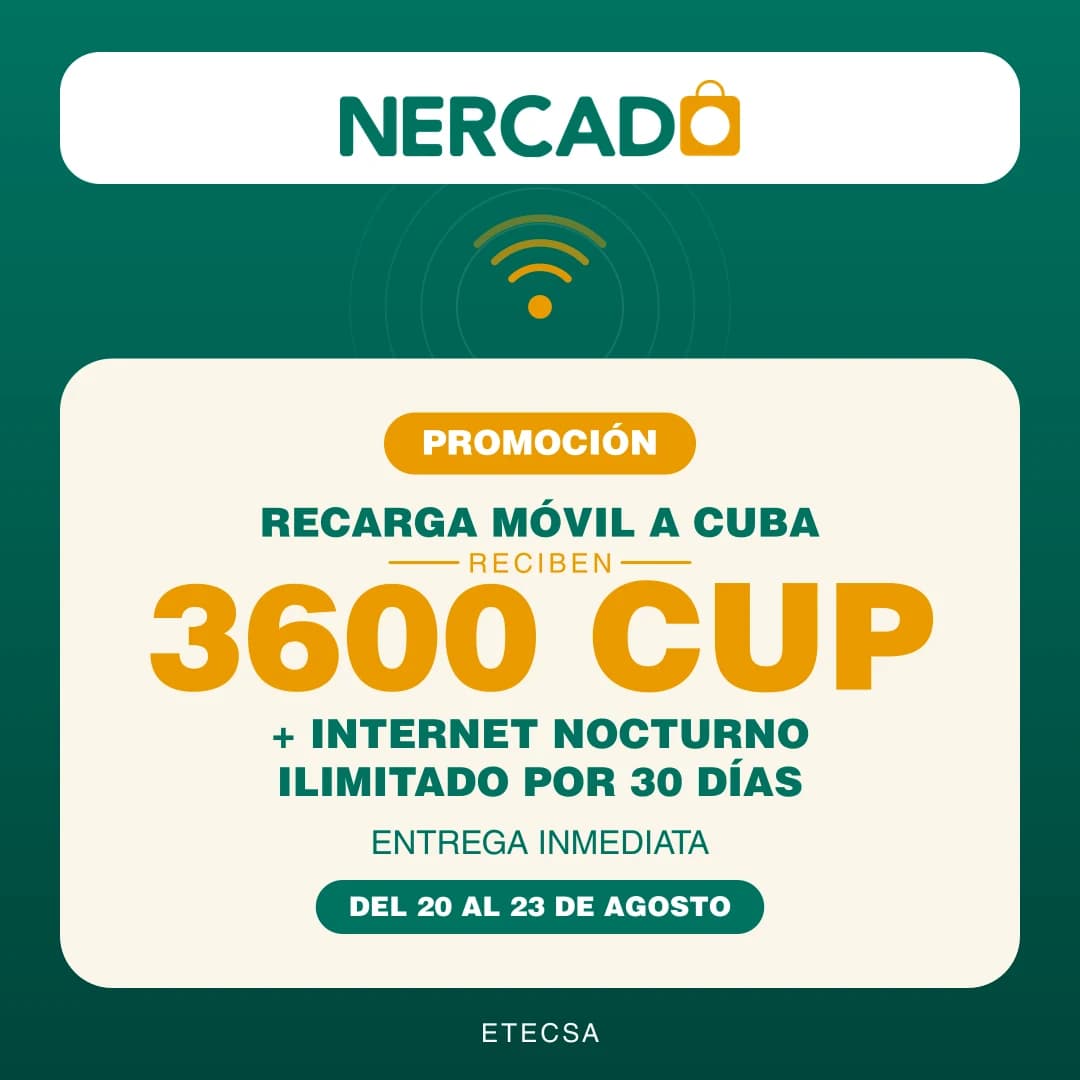 Reciben 3600 CUP + Internet nocturno Ilimitado por 30 días