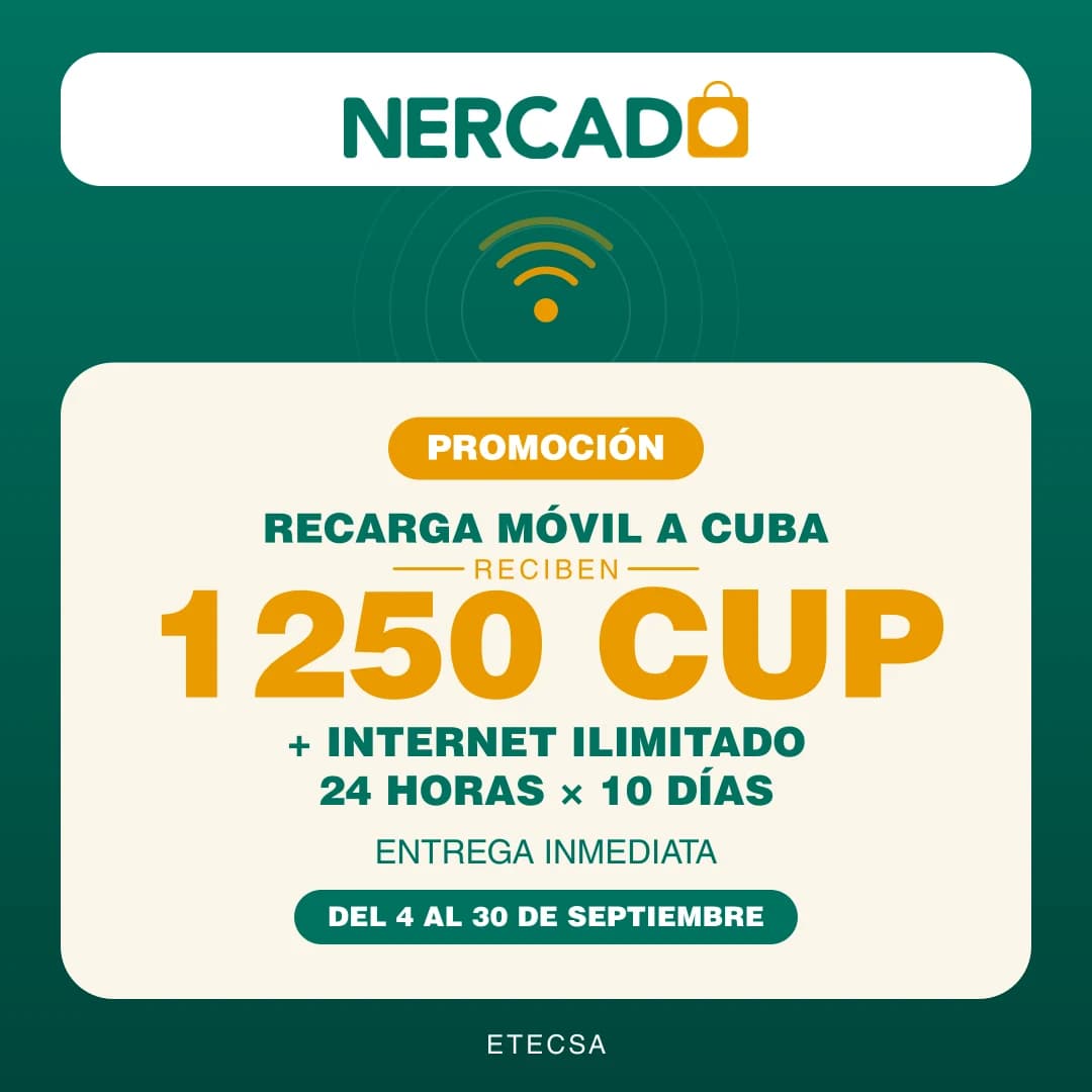 Reciben 1250 CUP + Internet ILIMITADO 24 horas x 10 días