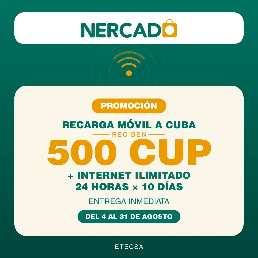Reciben 500 CUP + Internet ILIMITADO 24 horas x 10 días